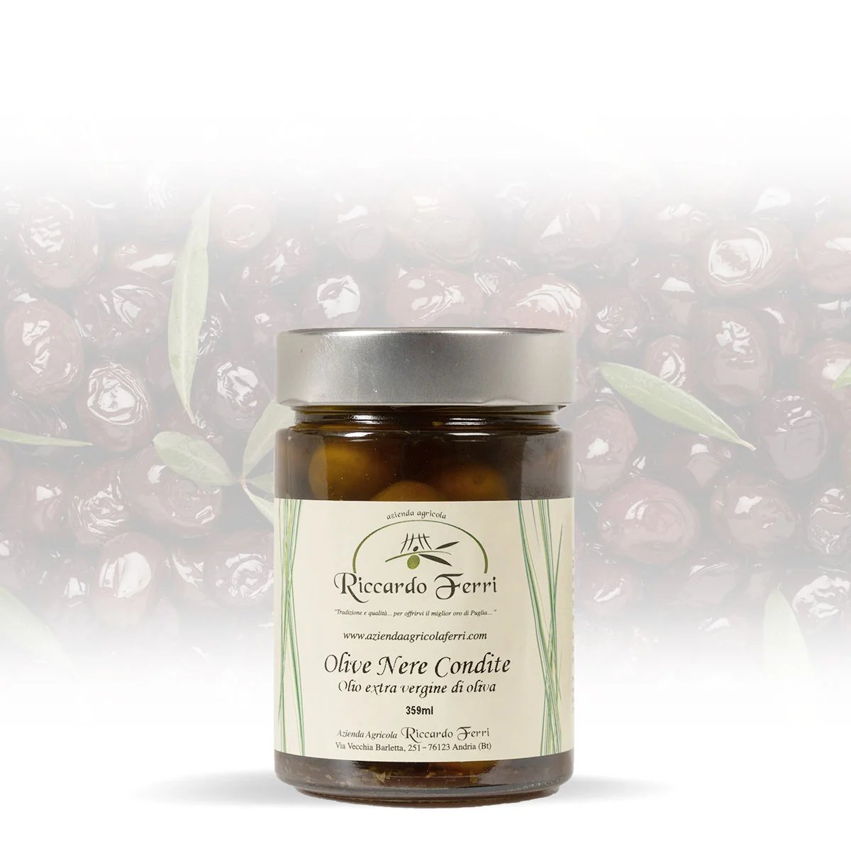 Olive Nere Condite in Olio Extra Vergine di Oliva