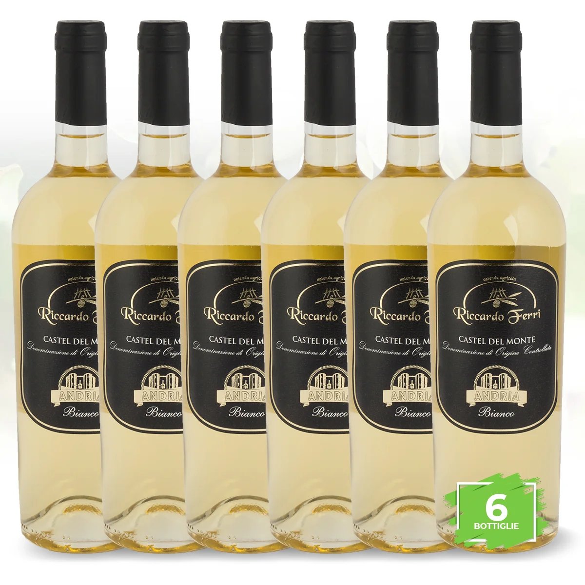 Confezione da 6 bottiglie da 750 ml di vino D.O.C. Castel del Monte BIANCO