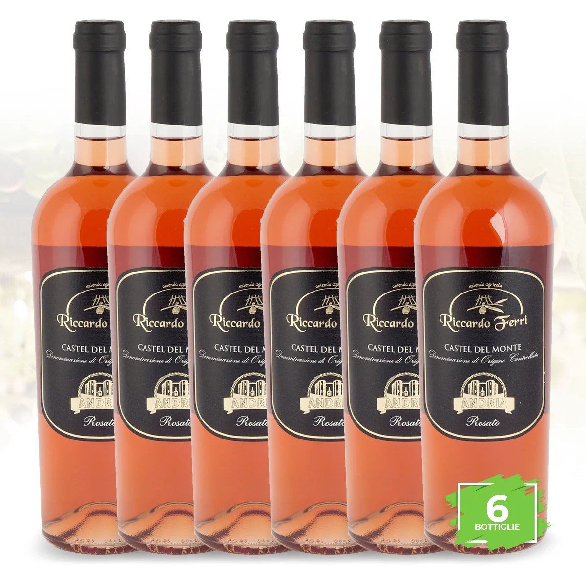 Confezione da 6 bottiglie da 750 ml di vino D.O.C. Castel del Monte ROSATO