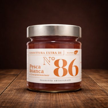 Confettura extra di Pesche bianche e Gewürztraminer — 220 g