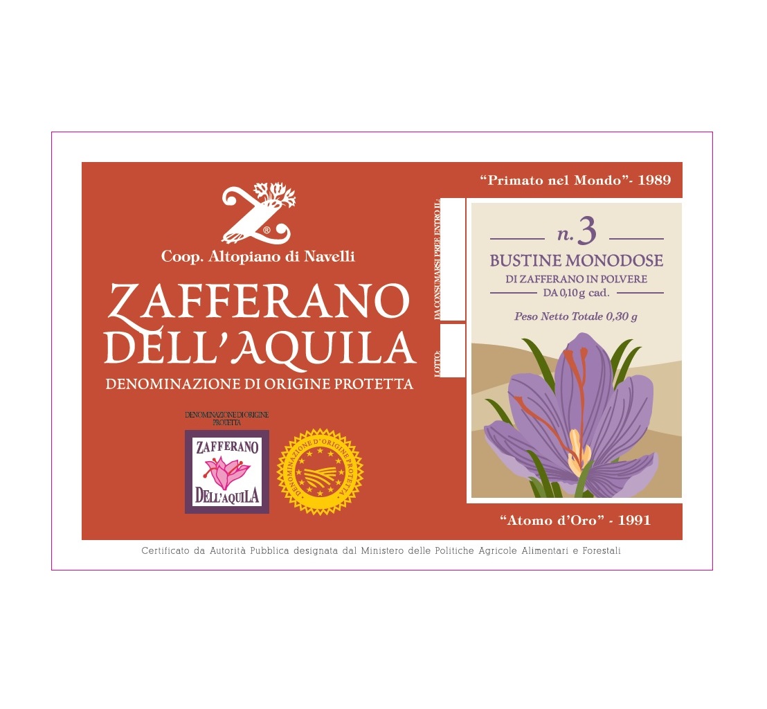 Zafferano dell'Aquila DOP in polvere — 3 bustine monodose (0,3 g)