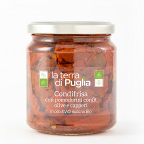 Condifrisa con pomodorini semisecchi (confit) in EVO