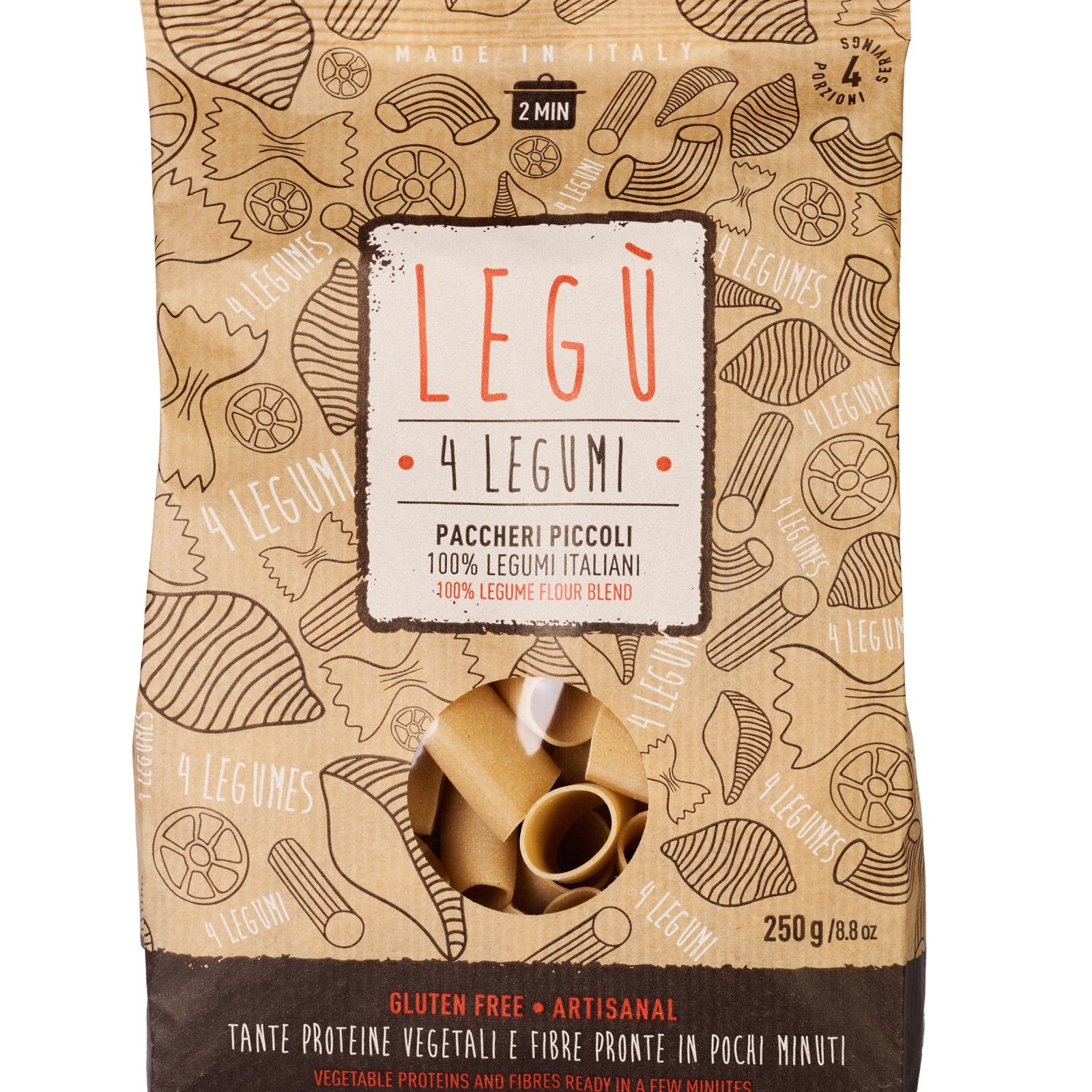 LEGÙ NON è PASTA Paccheri Piccoli – 4 Legumi italiani decorticati